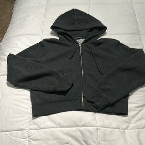 Gray cropped zip up